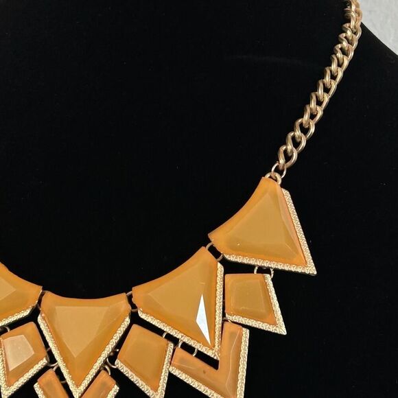 Sophia and Kate Yellow Orange Goldtone Triangle Geometric 18” Statement Necklace - Picture 6 of 6